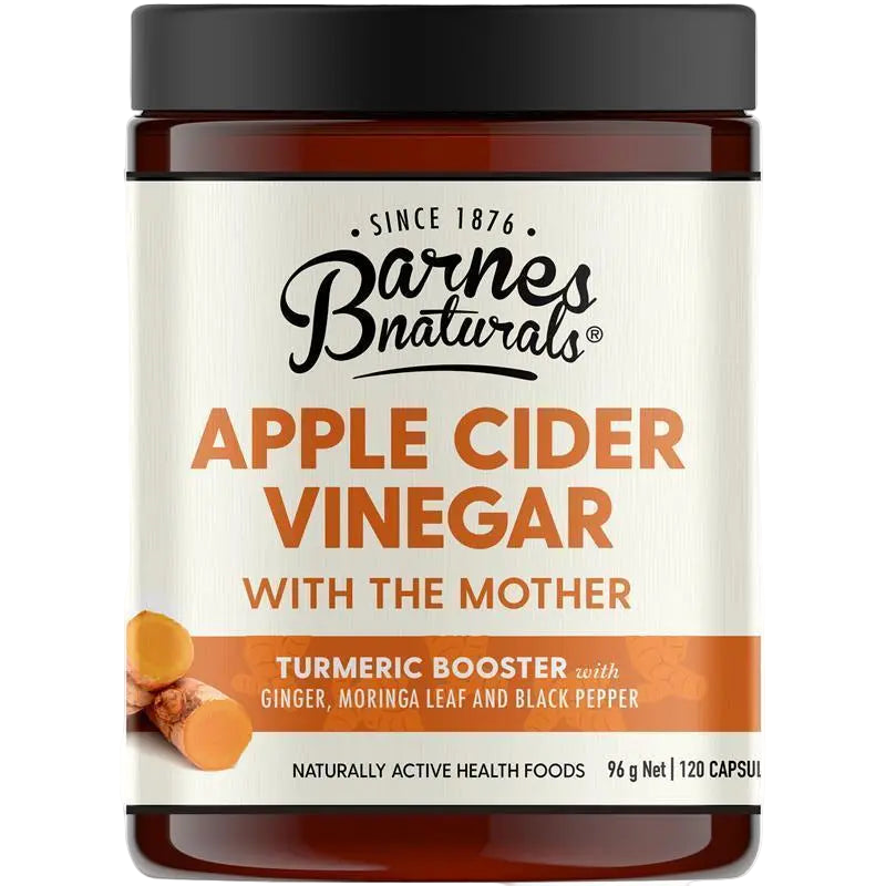 Barnes Naturals Apple Cider Vinegar with The Mother Turmeric Boost 120 Capsules