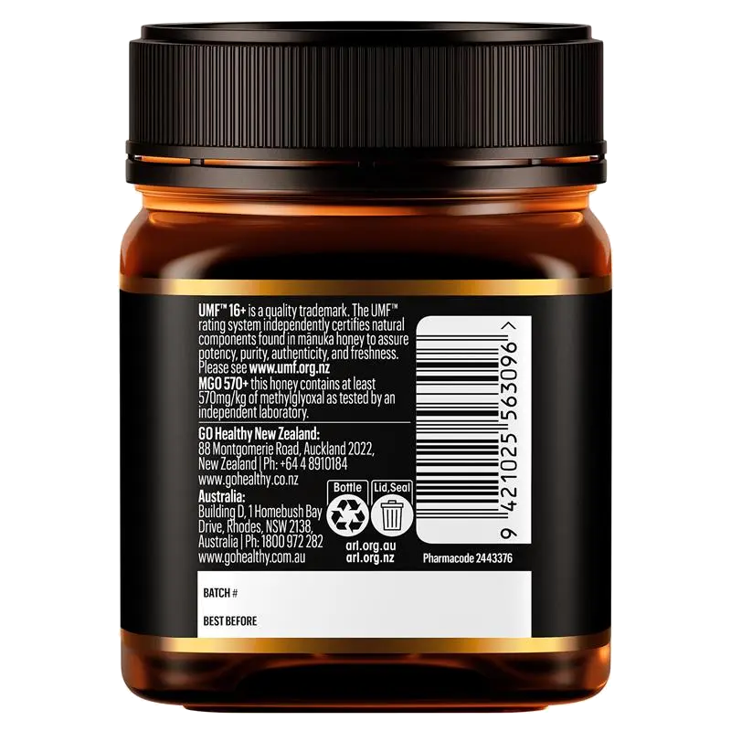 GO Healthy Manuka Honey UMF 16+ (MGO 570+) 250gm (Not For Sale In WA)